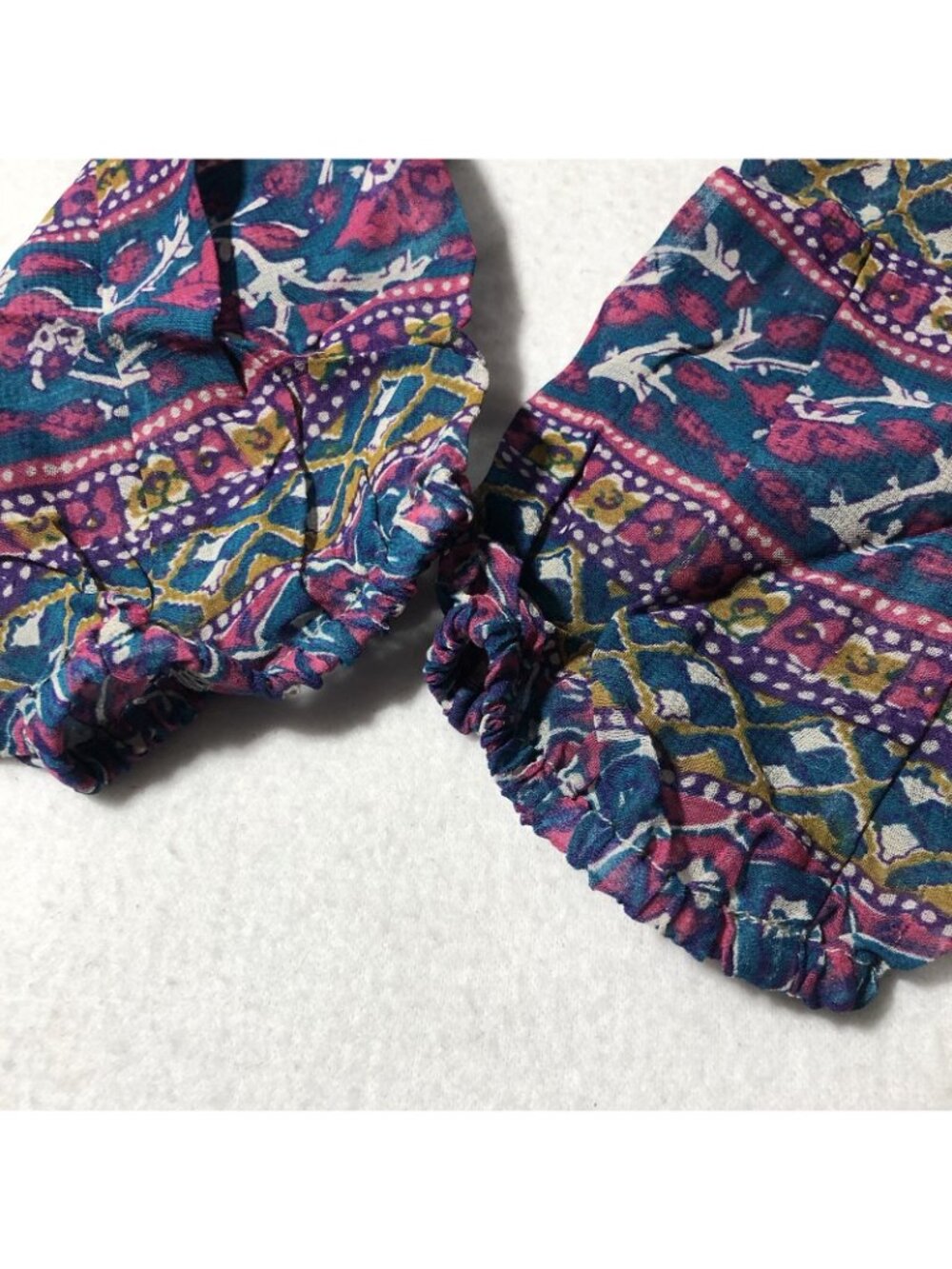 Lucky Brand Blouse Top Women Size M Purple Flower Bow Hippie Retro Boho Gypsy - Picture 7 of 12